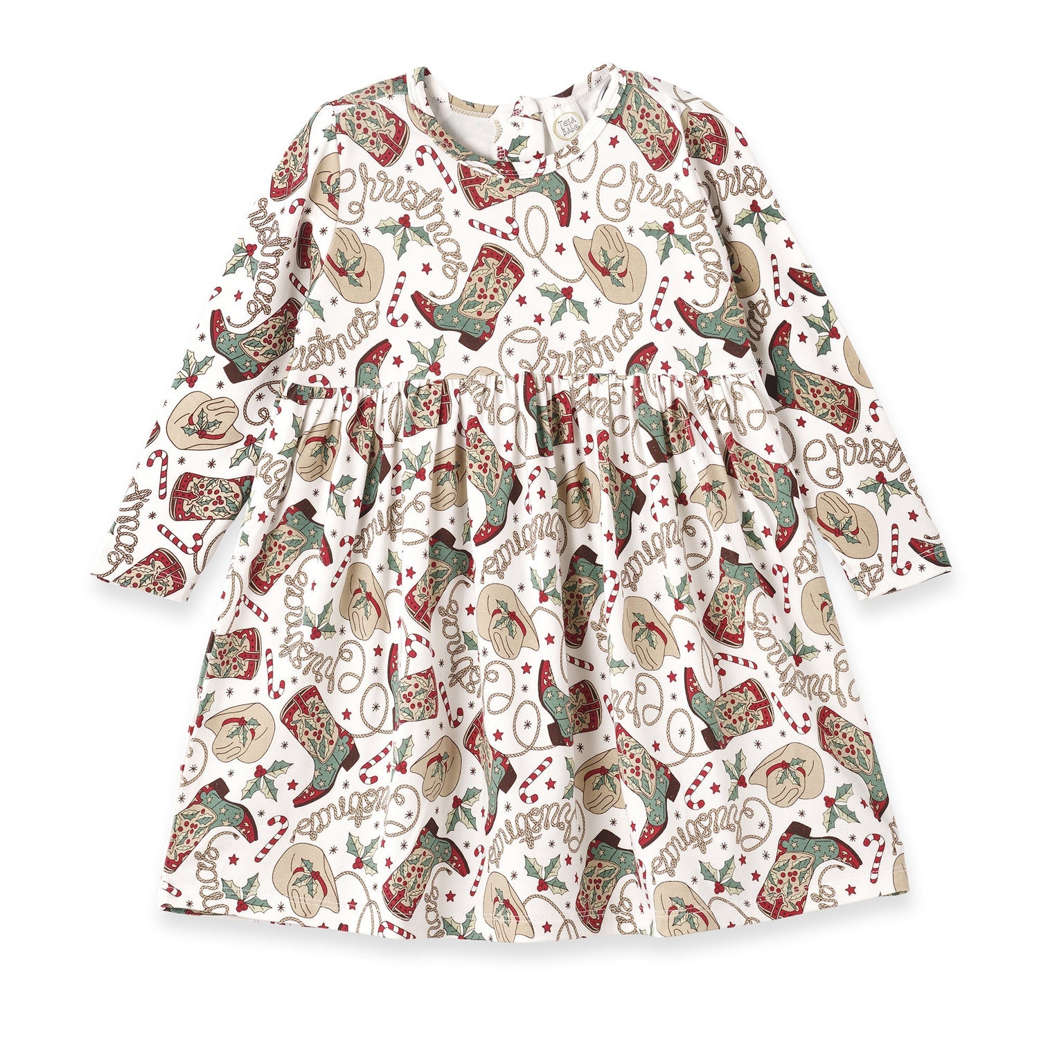 Tesa Babe Western Christmas Girls Dress – Soft Bamboo Holiday Style -