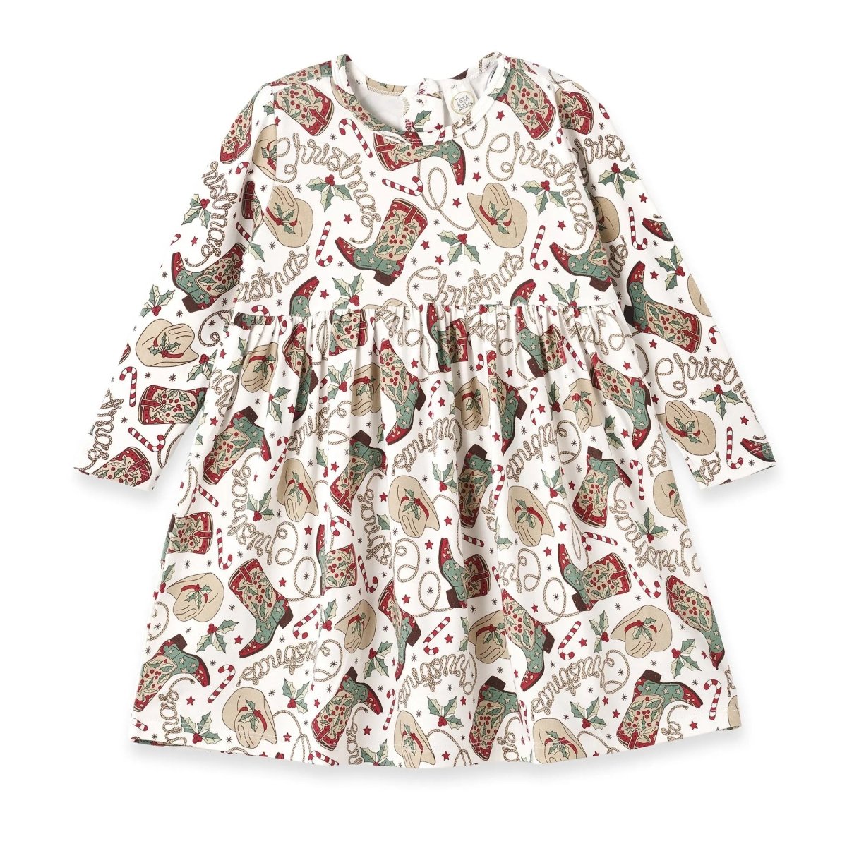 Tesa Babe Western Christmas Girls Dress Soft Bamboo Holiday Style - Everetts Place Boutique - 