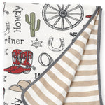 Tesa Babe Western Cowboy Howdy Partner Cotton Baby Stroller Blanket - 