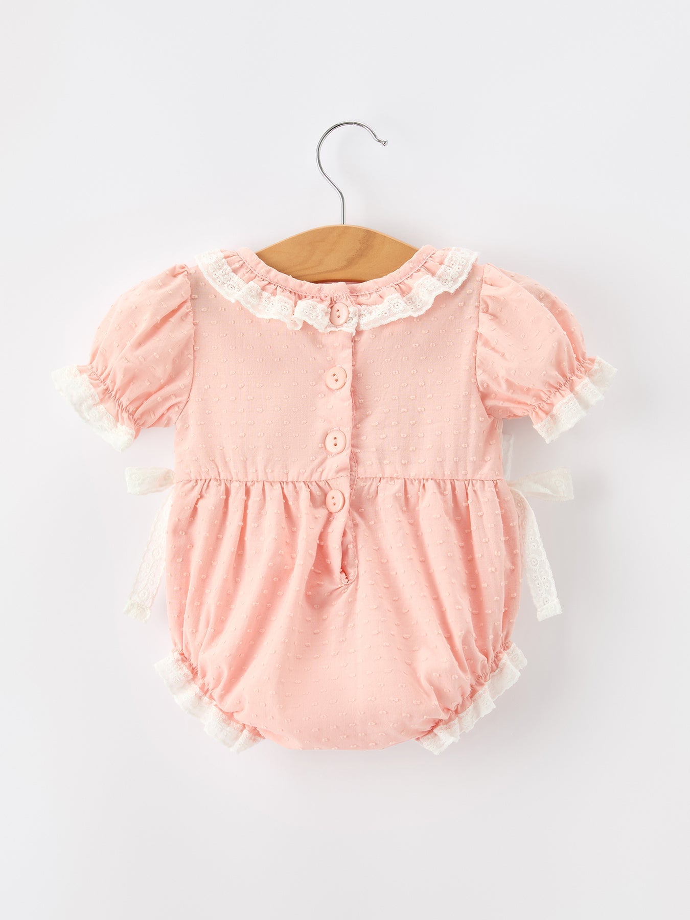 Rylee Faith Designs Western Horse Embroidery Girls Romper Lace Petals Collar Puff Sleeve