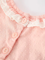 Rylee Faith Designs Western Horse Embroidery Girls Romper Lace Petals Collar Puff Sleeve