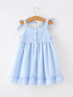 Rylee Faith Designs Whale Embroidered Smocked Seersucker Girls Dress Bow