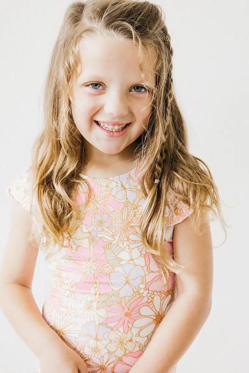 Mila & Rose ® What's Up Buttercup S/S Flutter Sleeve Leotard - 