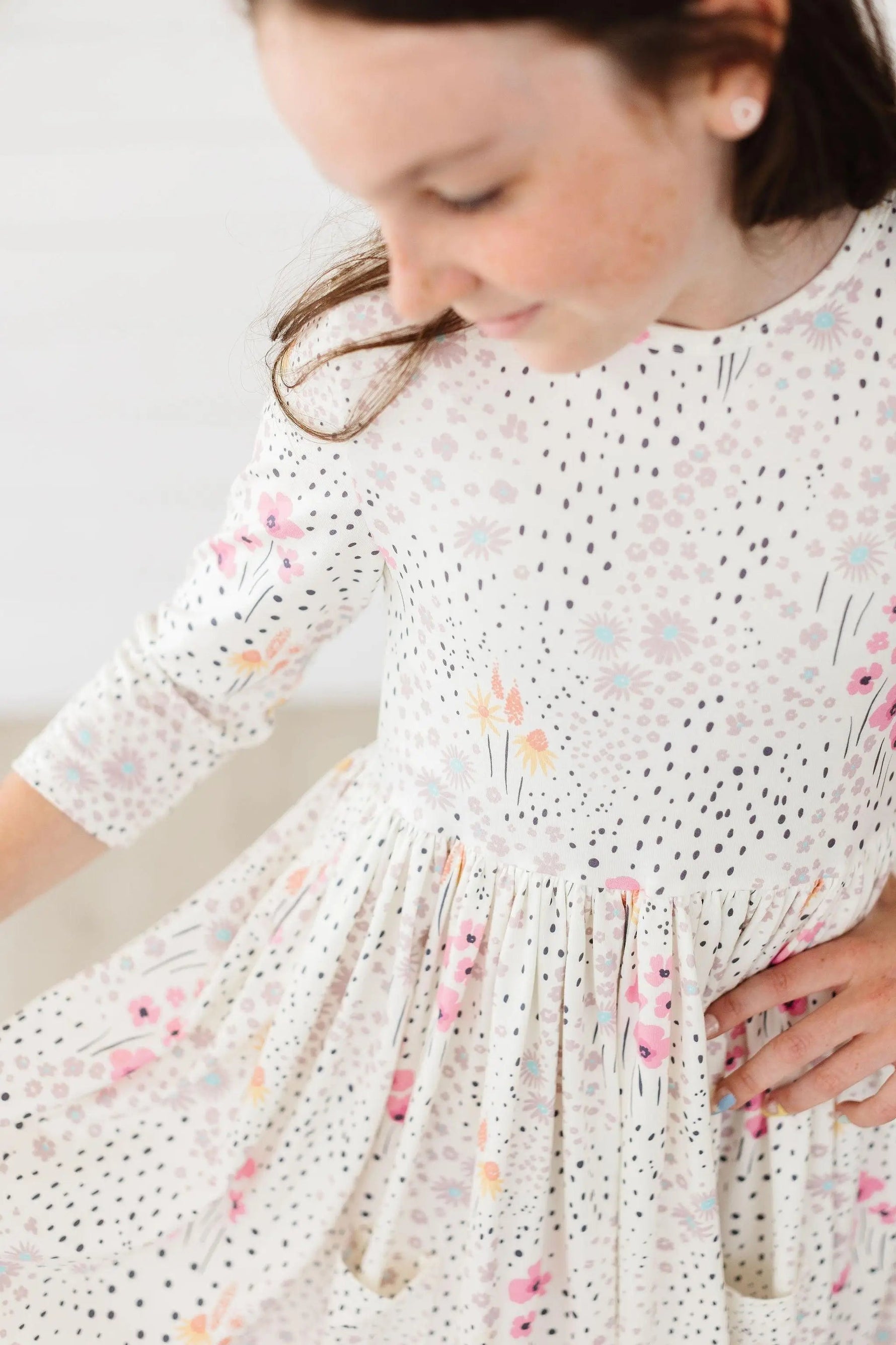 Mila & Rose ® Whimsical Wildflowers 3/4 Sleeve Pocket Twirl Dress - 