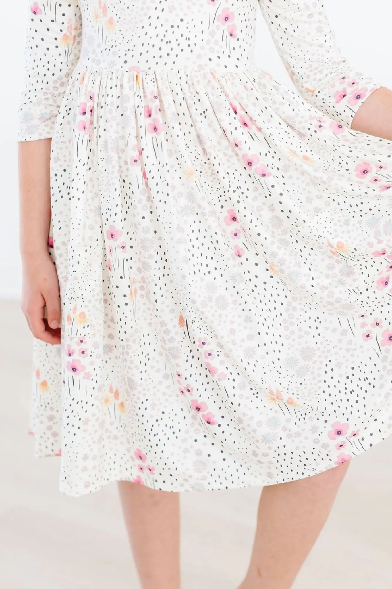 Mila & Rose ® Whimsical Wildflowers 3/4 Sleeve Pocket Twirl Dress - 