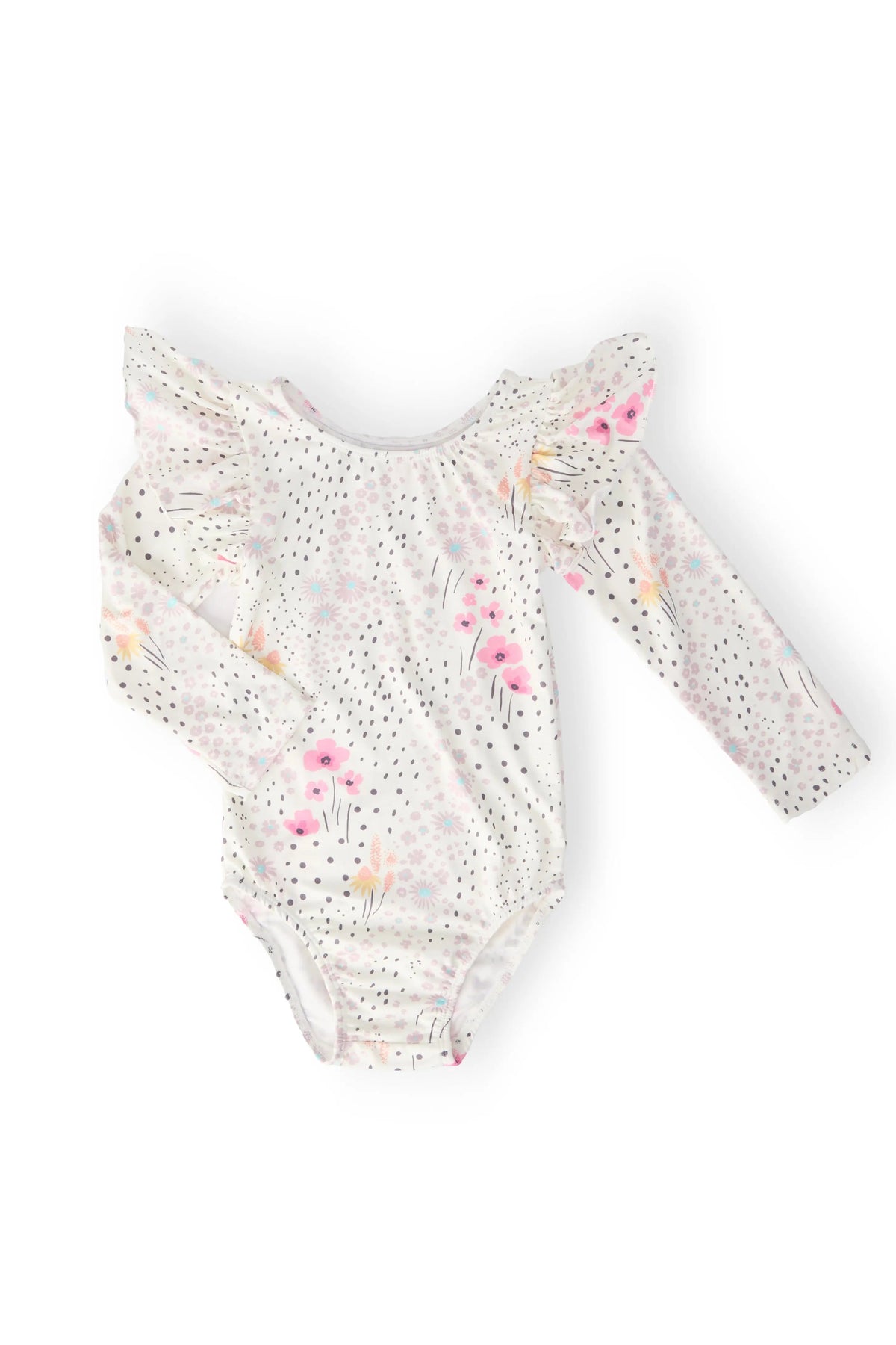 Mila & Rose ® Whimsical Wildflowers Long Sleeve Flutter Sleeve Leotard For Girls - 