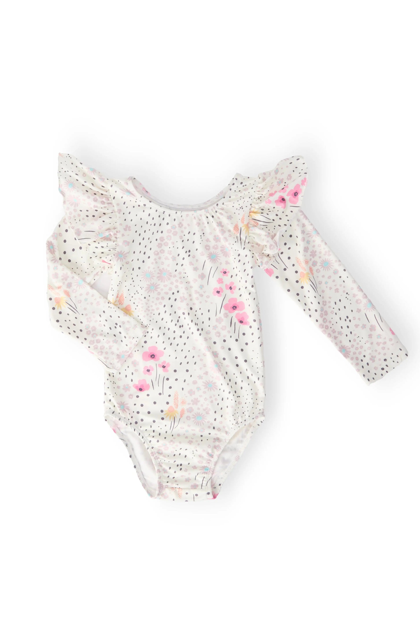 Mila & Rose ® Whimsical Wildflowers Long Sleeve Flutter Sleeve Leotard For Girls - 