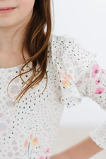 Mila & Rose ® Whimsical Wildflowers Long Sleeve Flutter Sleeve Leotard For Girls - 