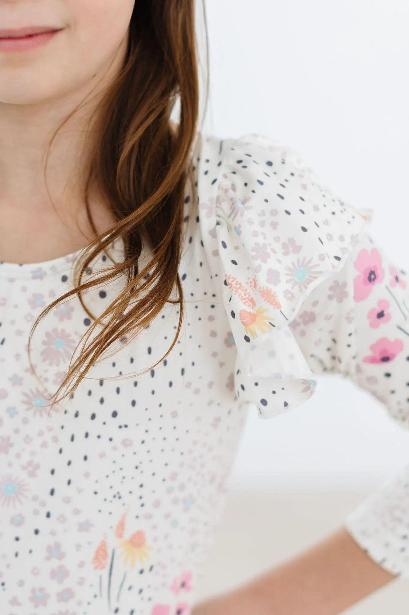 Mila & Rose ® Whimsical Wildflowers Long Sleeve Flutter Sleeve Leotard For Girls - 