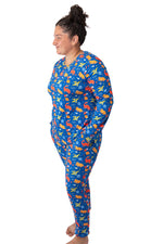 Electric Blue Space Dinosaur Bamboo Mommy & Me Pajamas by Rayn’s Tiny Stitches