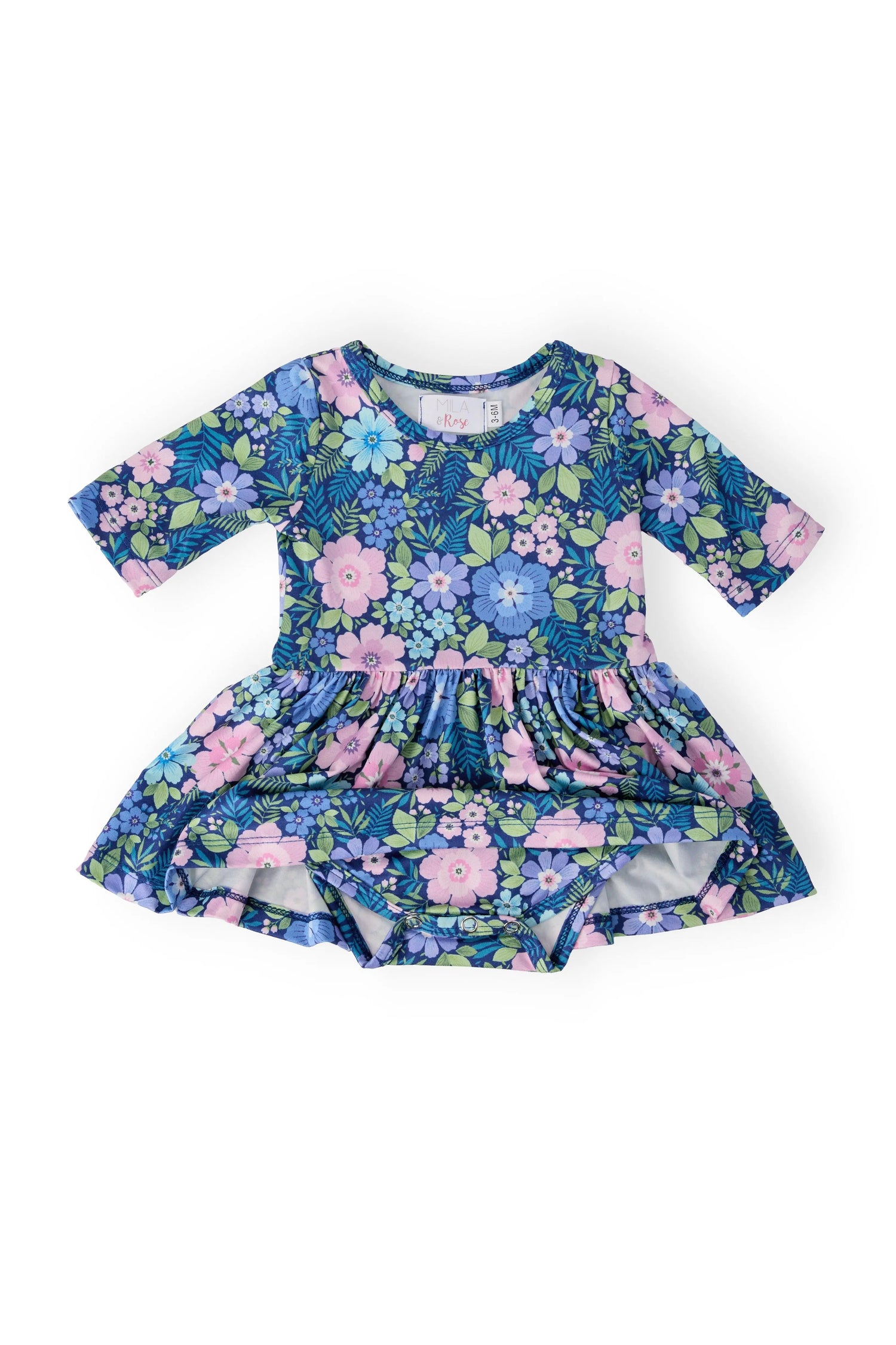 Mila & Rose ® Whimsy 3/4 Sleeve Twirl Bodysuit - 