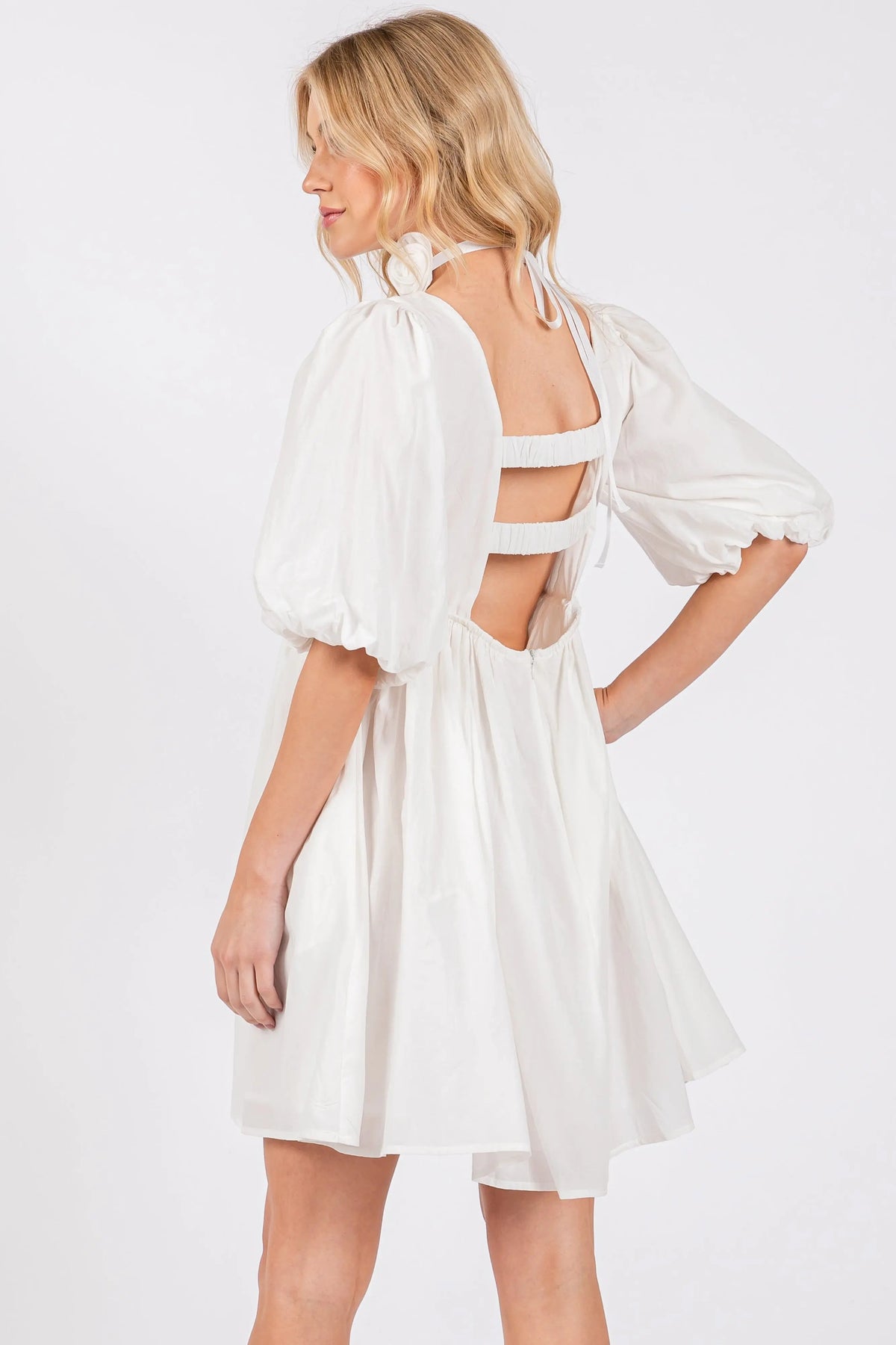 PinkBlush White Babydoll Mini Dress - 