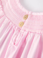 Rylee Faith Designs White Bow Smock Embroidered Pink Dress - 