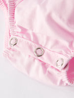 Rylee Faith Designs White Bow Smock Embroidered Pink Romper - 