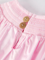 Rylee Faith Designs White Bow Smock Embroidered Pink Romper - 
