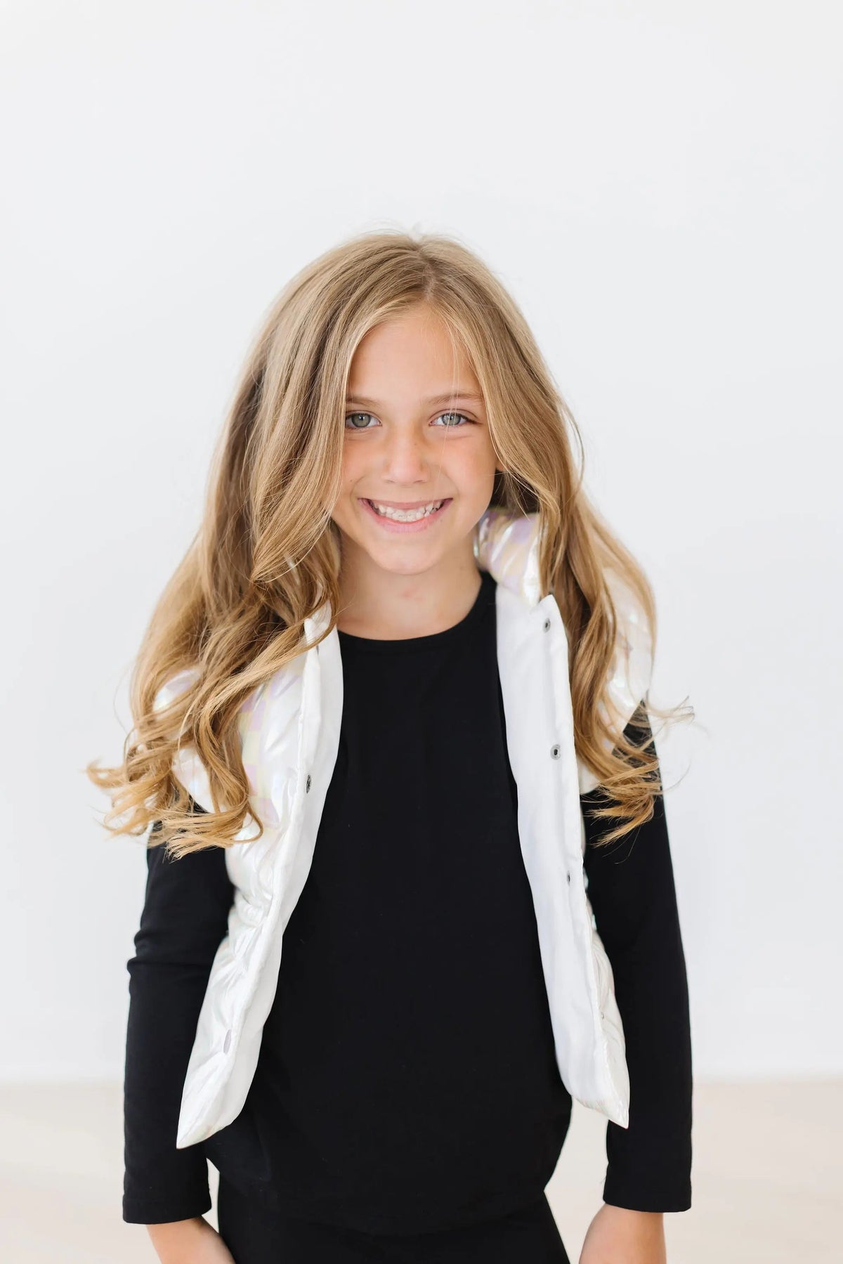 Mila & Rose ® White Checker Puffer Vest - 