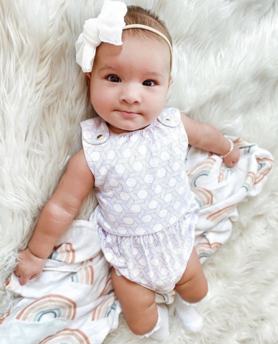 Harp Angel Boutique White Chiffon Bow Headband with Stretchy Nylon for Newborns to Toddlers - 