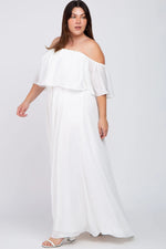 PinkBlush White Chiffon Off Shoulder Plus Gown - 