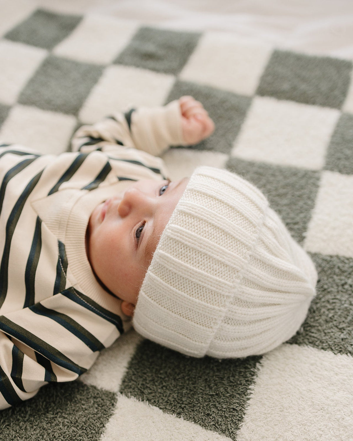 Mebie Baby White Chunky Knit Beanie - 