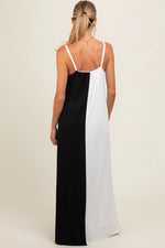 PinkBlush White Color Blocked V - Neck Maternity Maxi Dress - 