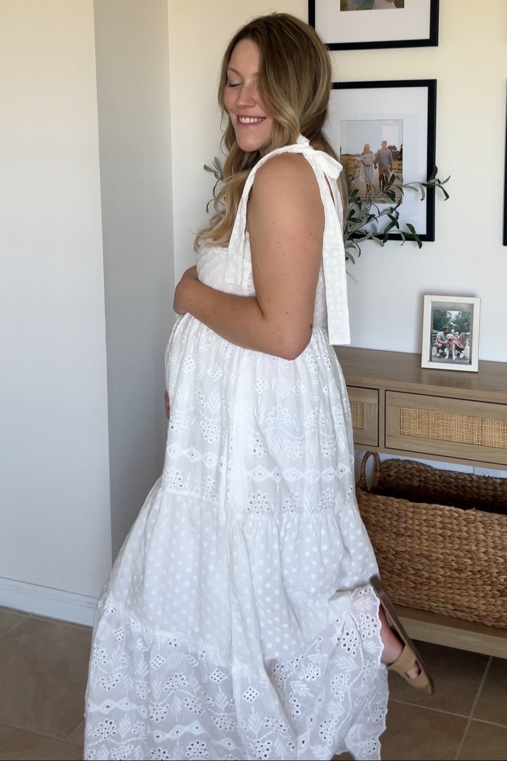 PinkBlush White Embroidered Eyelet Lace Maternity Maxi DressEveretts Place