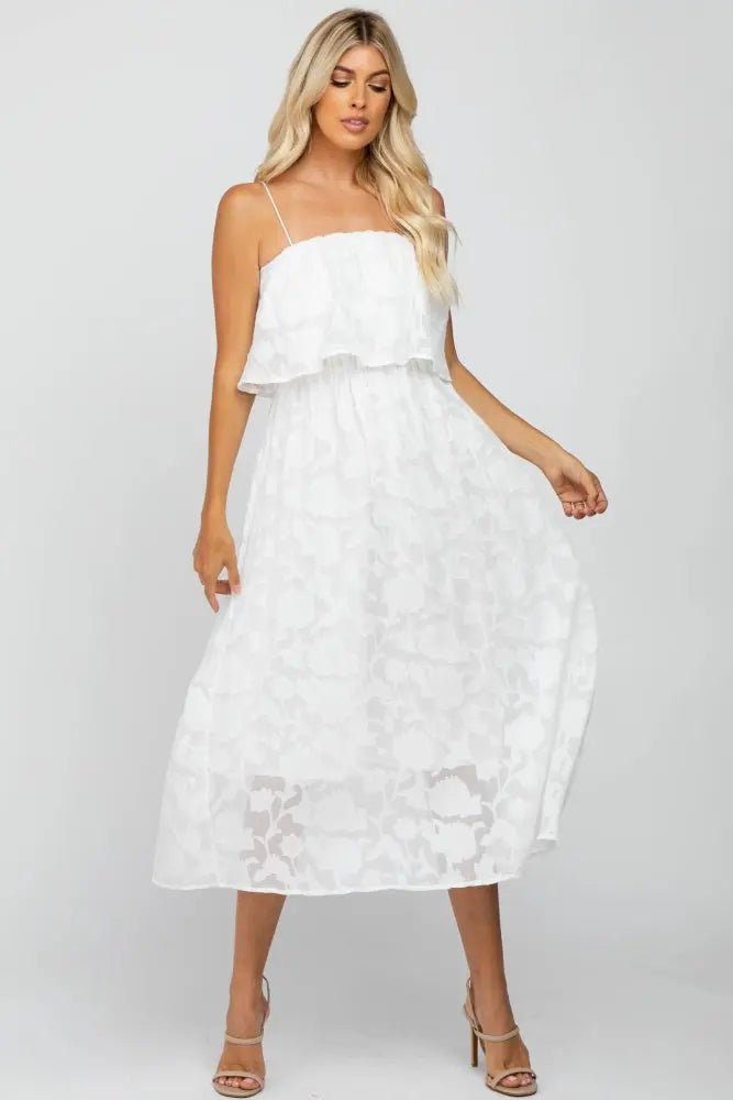 PinkBlush White Floral Midi Dress - 