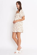 PinkBlush White Floral Print Short Sleeve Babydoll Dress - 
