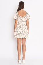 PinkBlush White Floral Print Short Sleeve Babydoll Dress - 