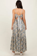 PinkBlush White Floral Tie Back Cutout Maxi Dress - 