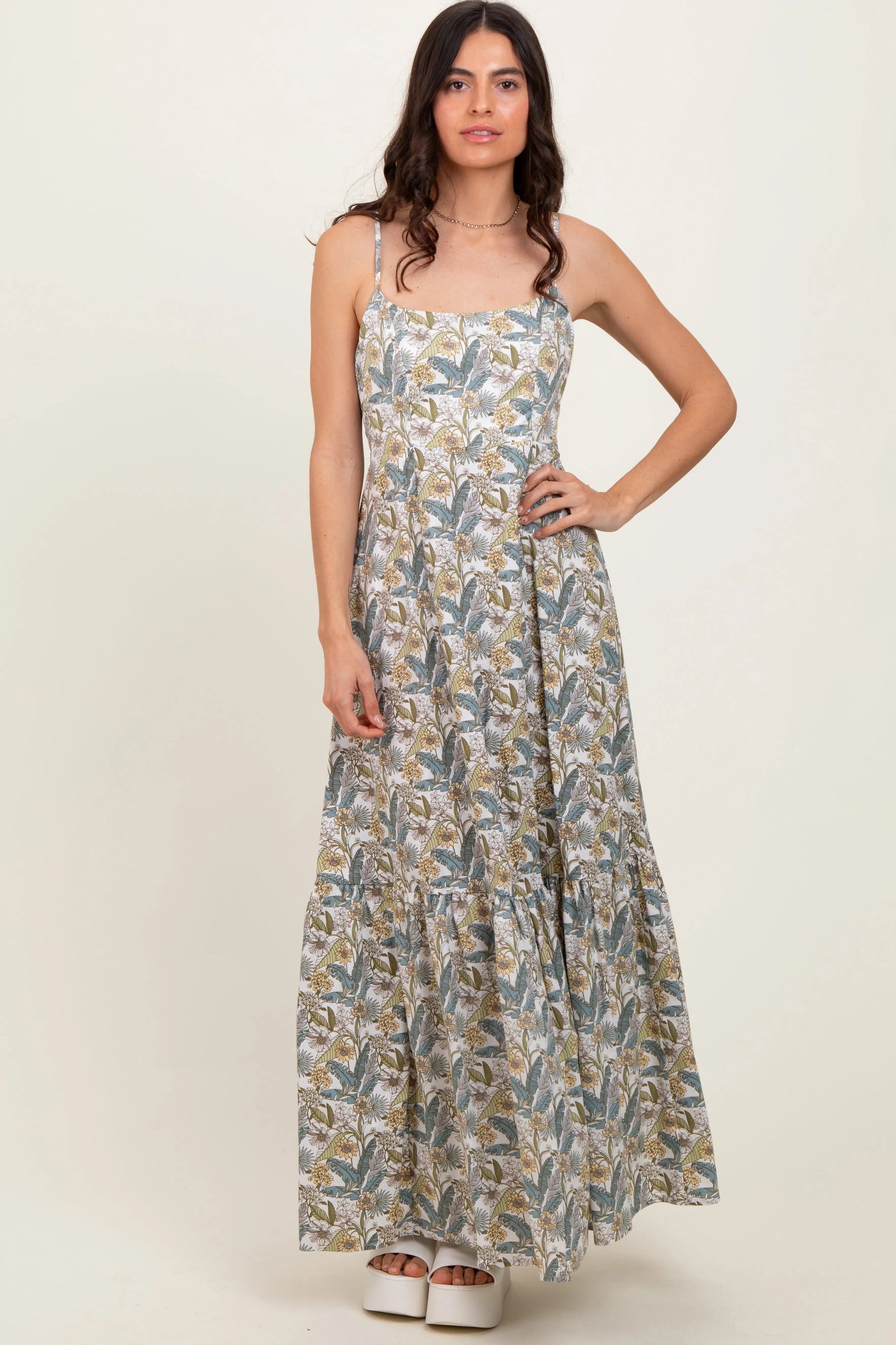 PinkBlush White Floral Tie Back Cutout Maxi Dress - 