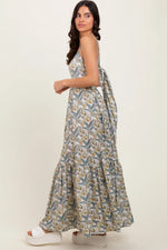 PinkBlush White Floral Tie Back Cutout Maxi Dress - 