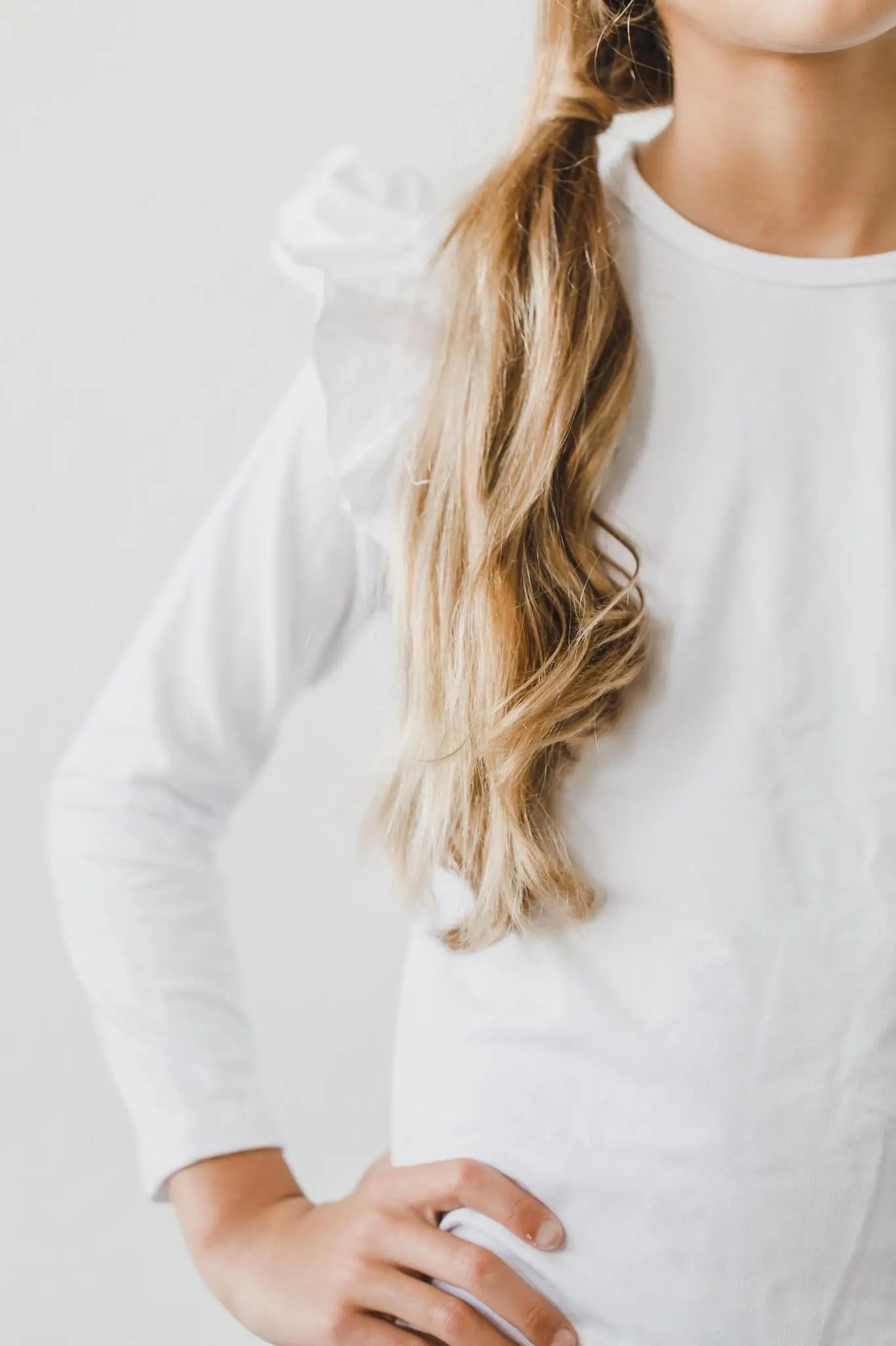 Mila & Rose ® White L/S Ruffle Tee - 
