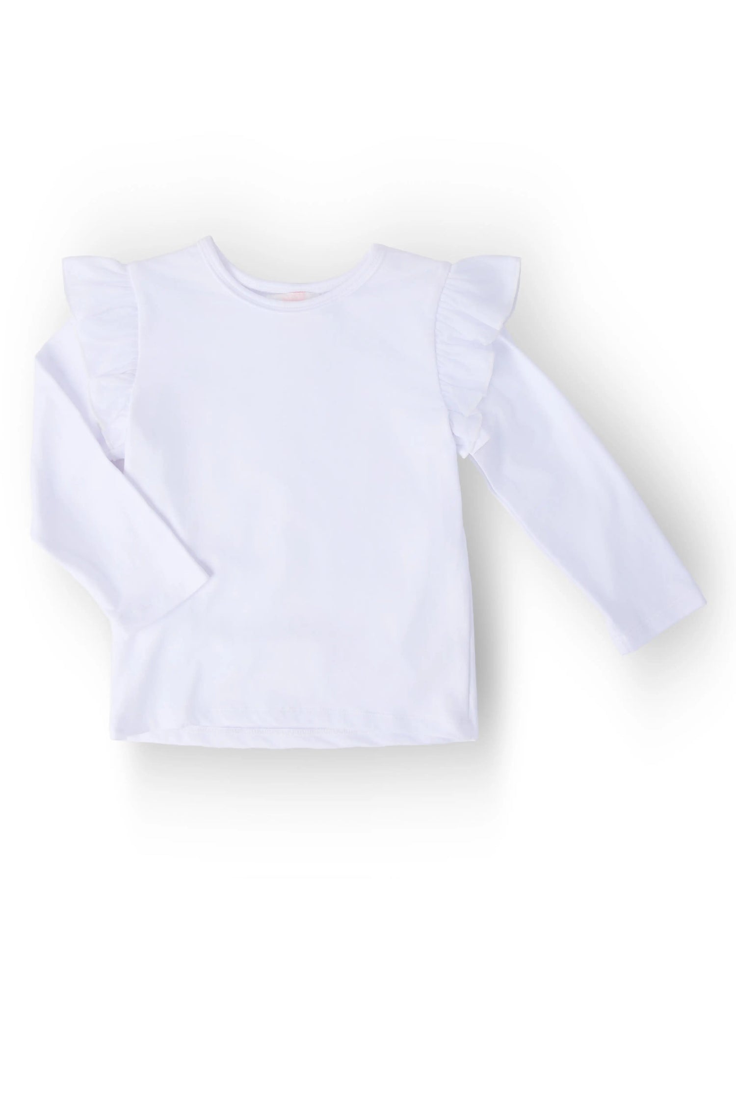 White L/S Ruffle Tee - Sleeve, Baby & Toddler Clothing, Child, Long-sleeved T-shirt, Ruffle | Everetts Place