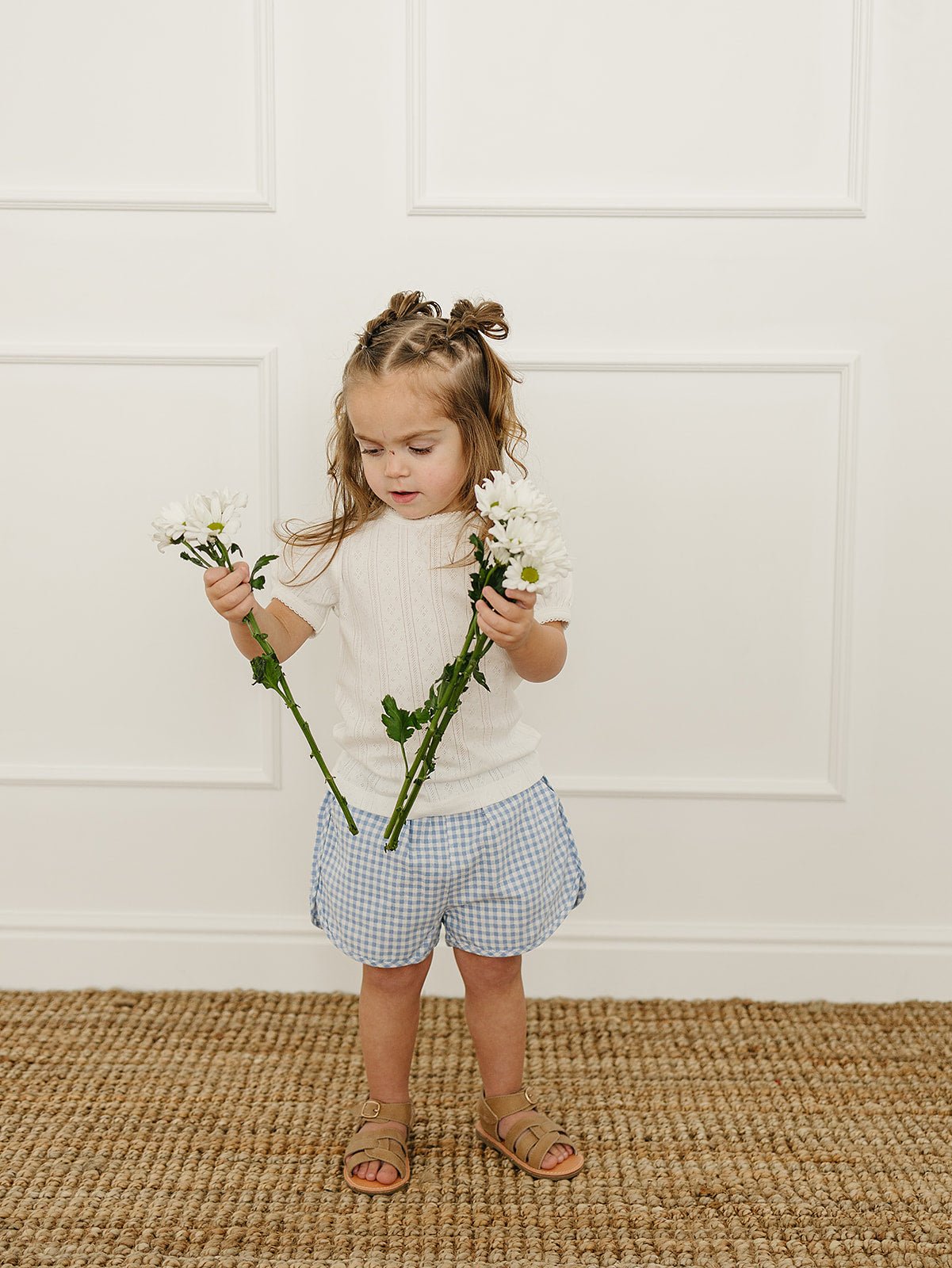 Mebie Baby White Pointelle Tee - 