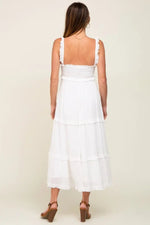 PinkBlush White Ruffle Accent Midi Dress - 