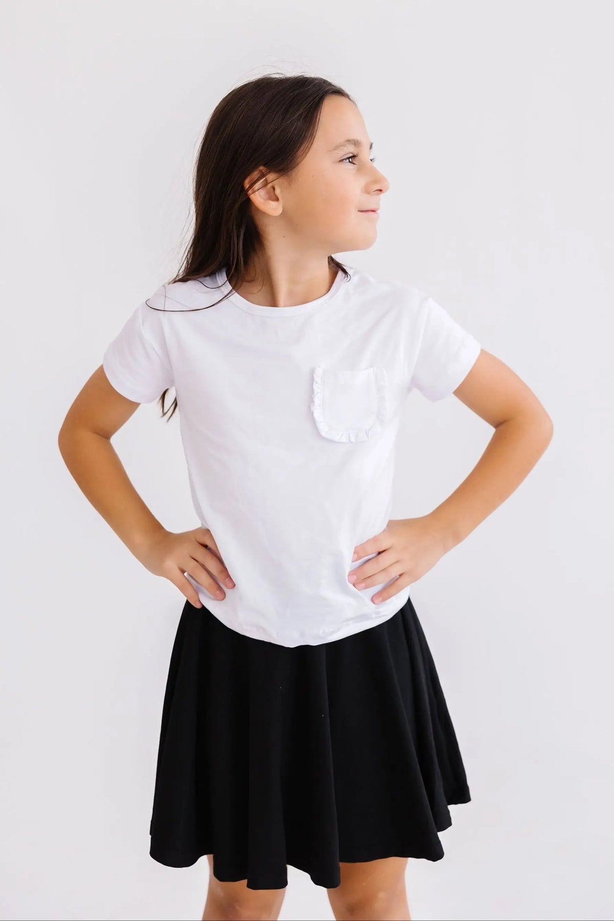 Mila & Rose ® White Ruffle Pocket Tee - 