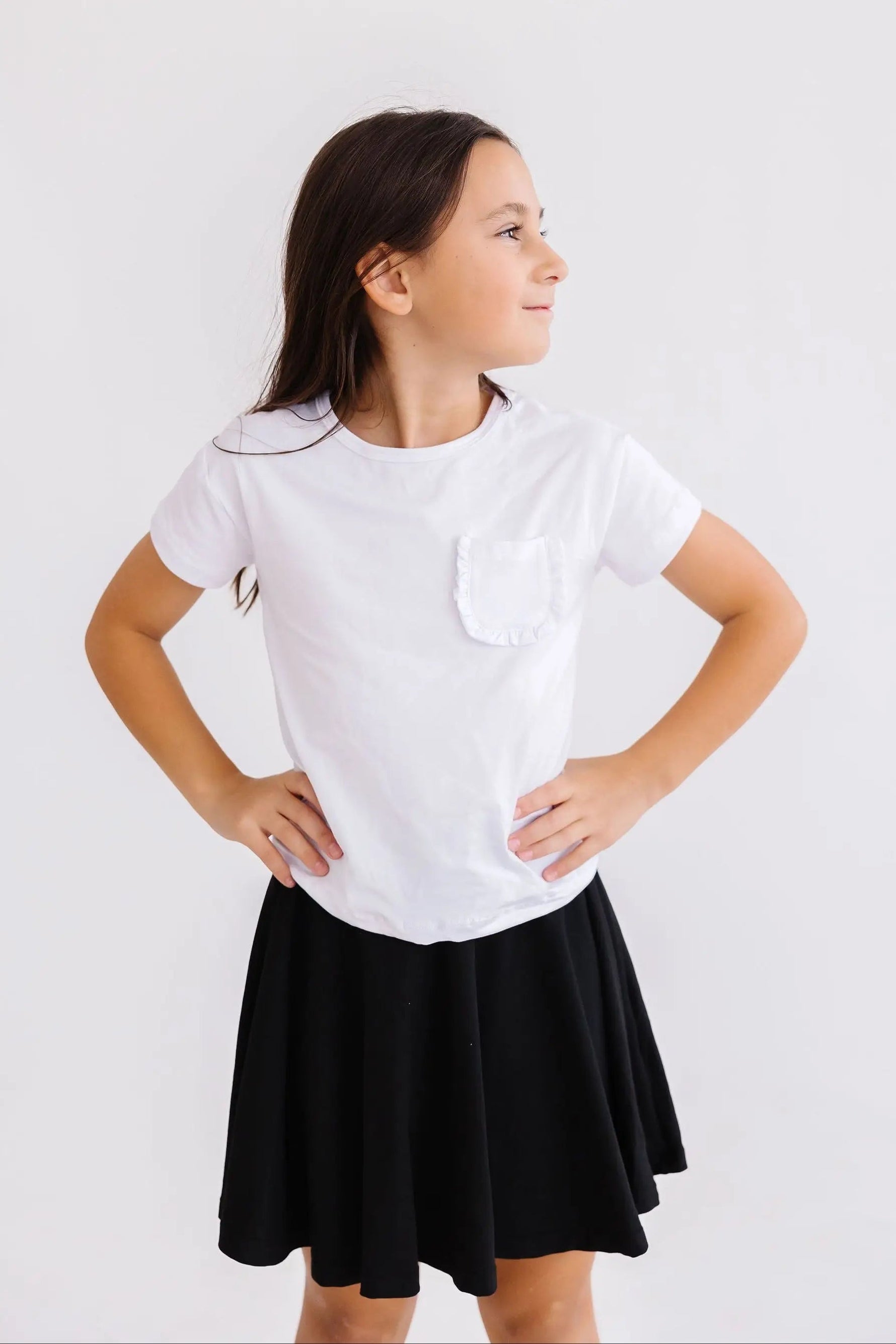 Mila & Rose ® White Ruffle Pocket Tee - 