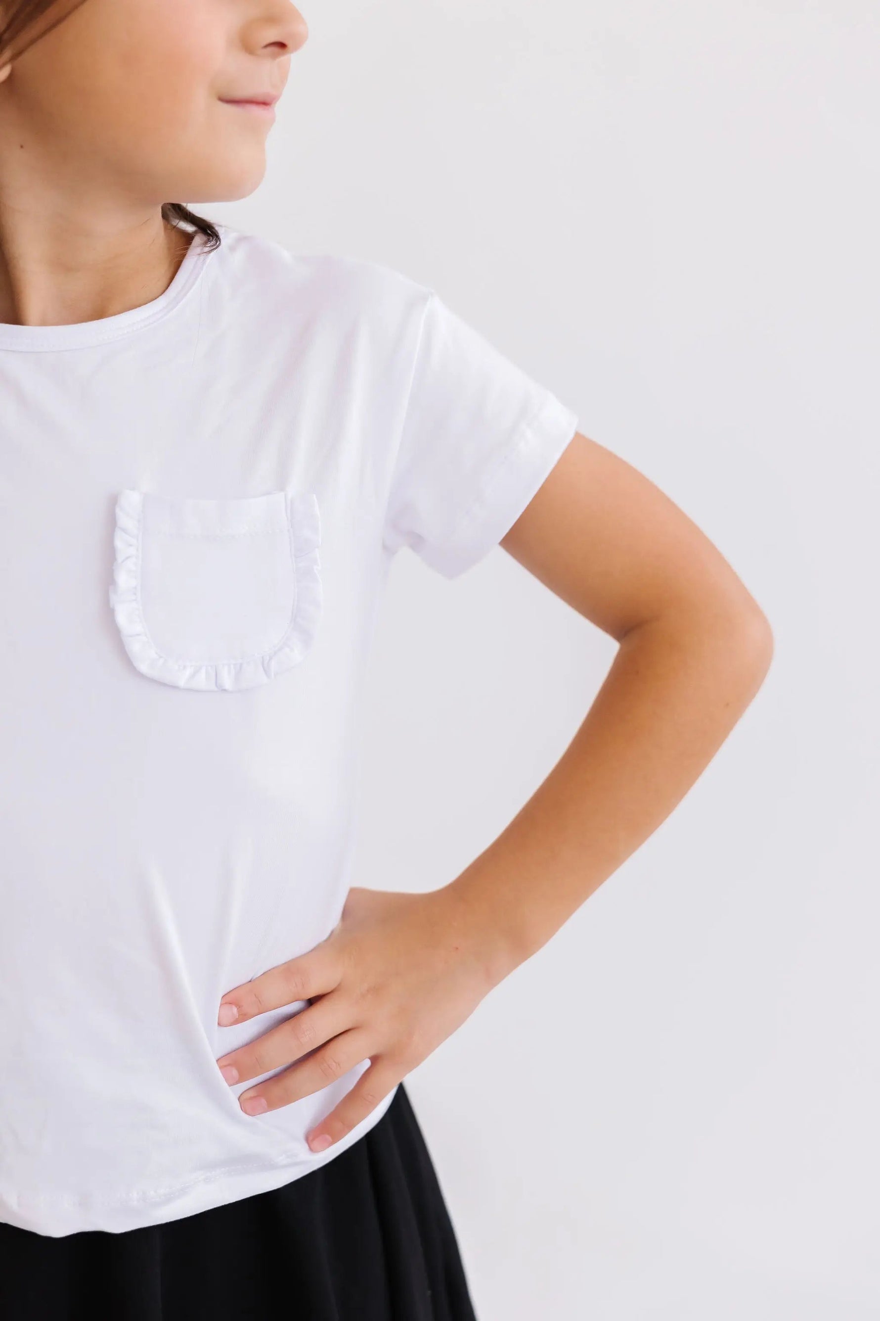 Mila & Rose ® White Ruffle Pocket Tee - 