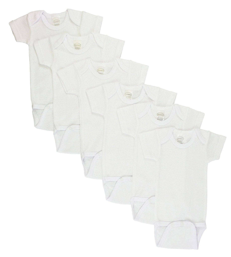 White Short Sleeve One Piece 6 Pack - Everetts Place: Online Boutique - Baby Clothing