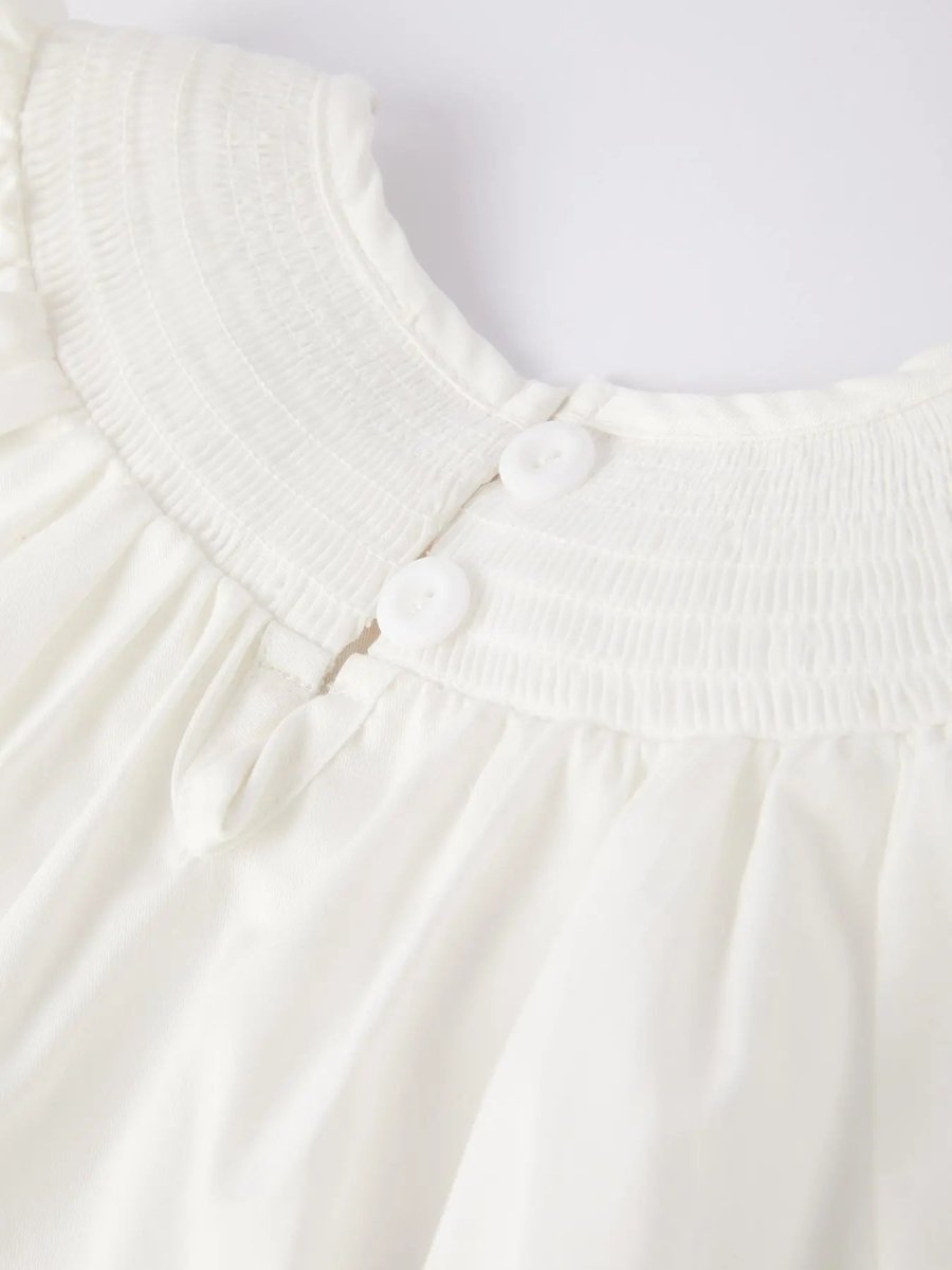 Rylee Faith Designs White Smocked Church Christ Bishop Christening Dress for Girls - Everetts Place Boutique - 