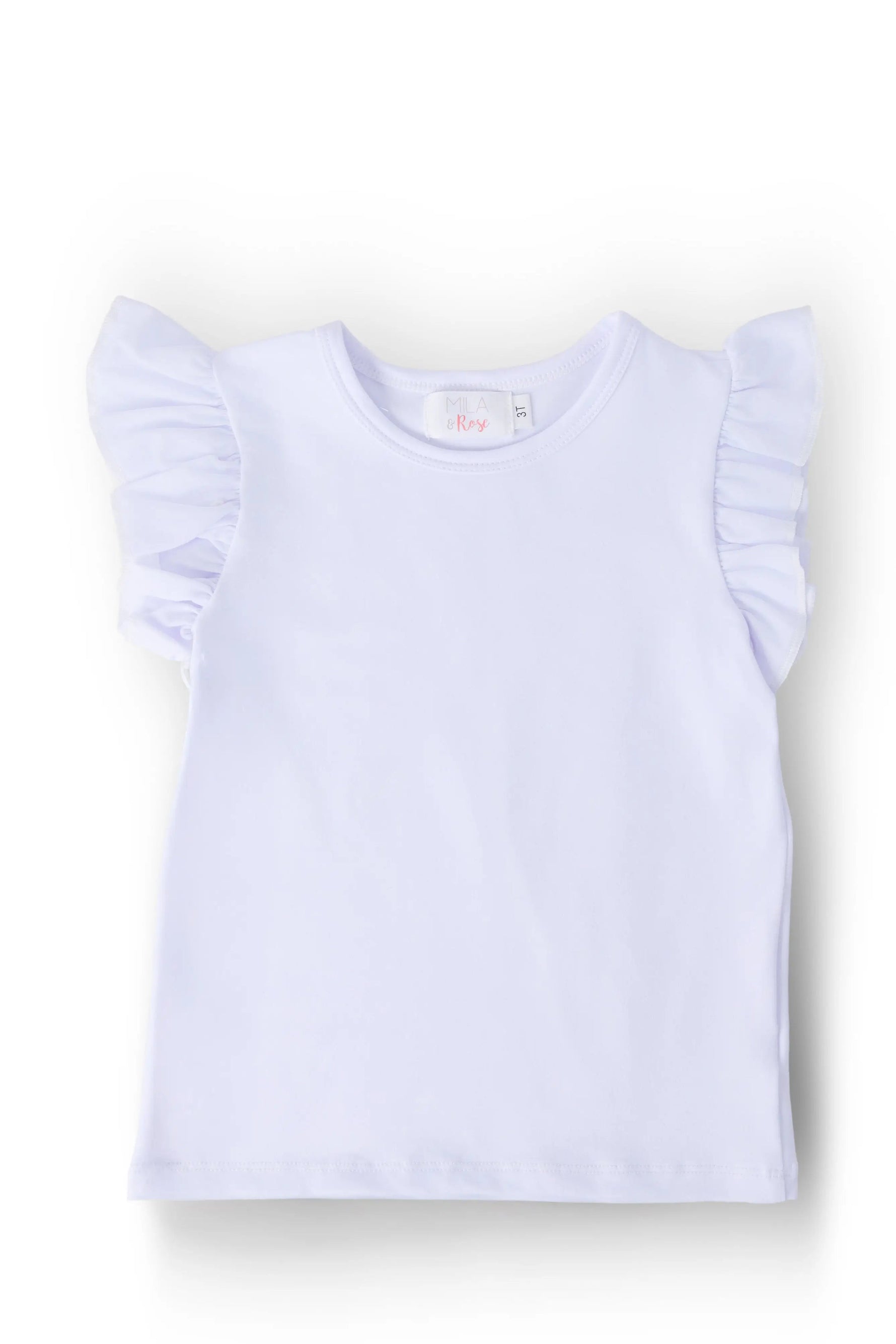 White S/S Ruffle Tee - Baby & Toddler Clothing, Ruffle, Child, Top | Everetts Place