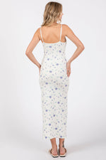 PinkBlush White Ultra Soft Knit Floral Sleeveless Midi Dress - 