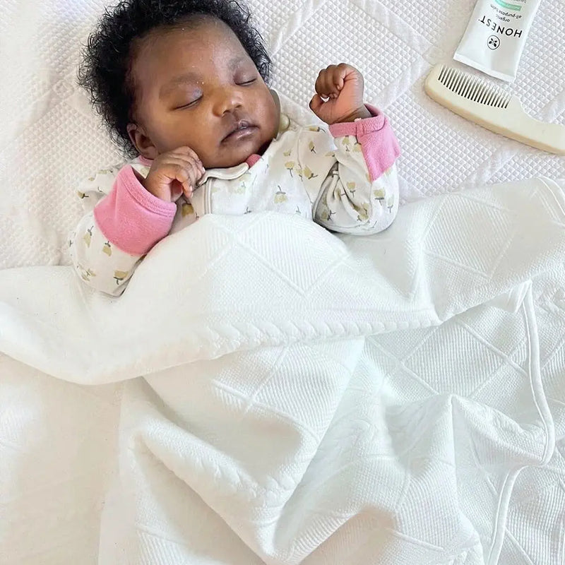 White 50" x 60" Full Size Knit Throw Goosewaddle® | Newborn Baby Blankets Toys Teethers Bibs & More