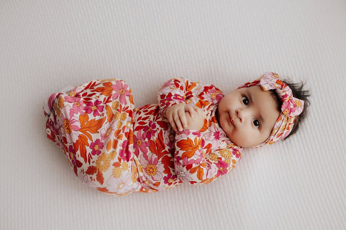 Three Little Tots Wild Child Knotted Newborn Baby Gown - 