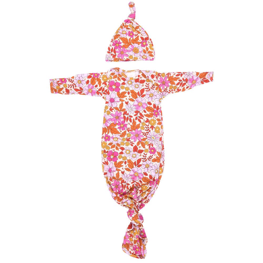 Three Little Tots Wild Child Knotted Newborn Baby Gown - 