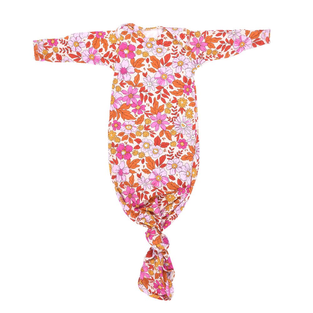 Three Little Tots Wild Child Knotted Newborn Baby Gown - 