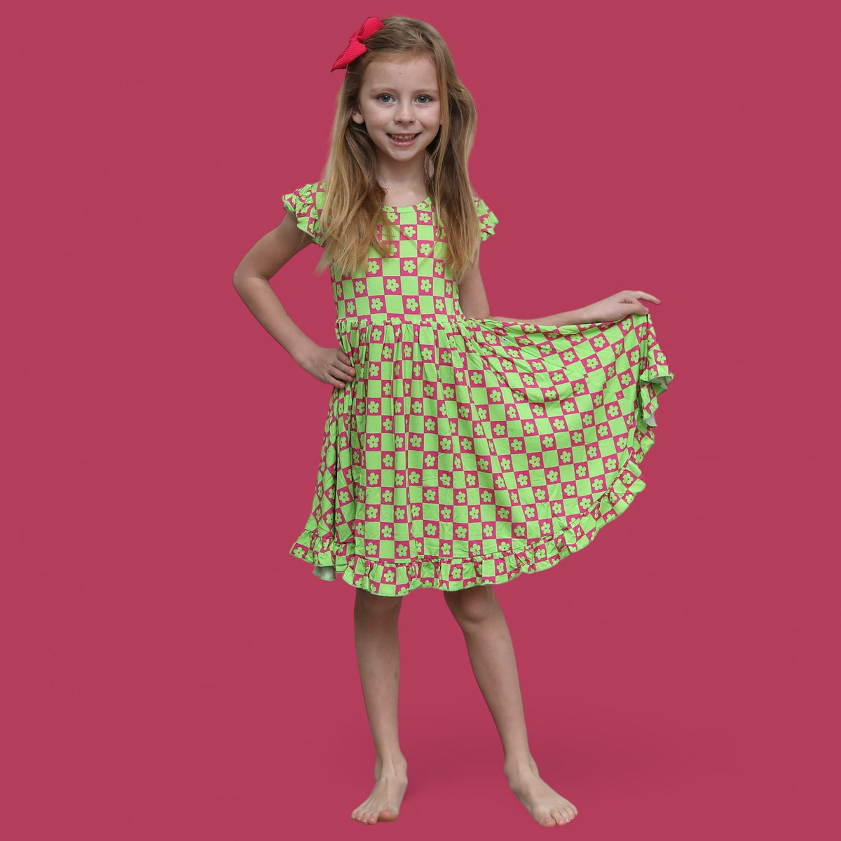DREAM BIG LITTLE CO WILD DAISY CHECKERS DREAM RUFFLE DRESSEveretts Place