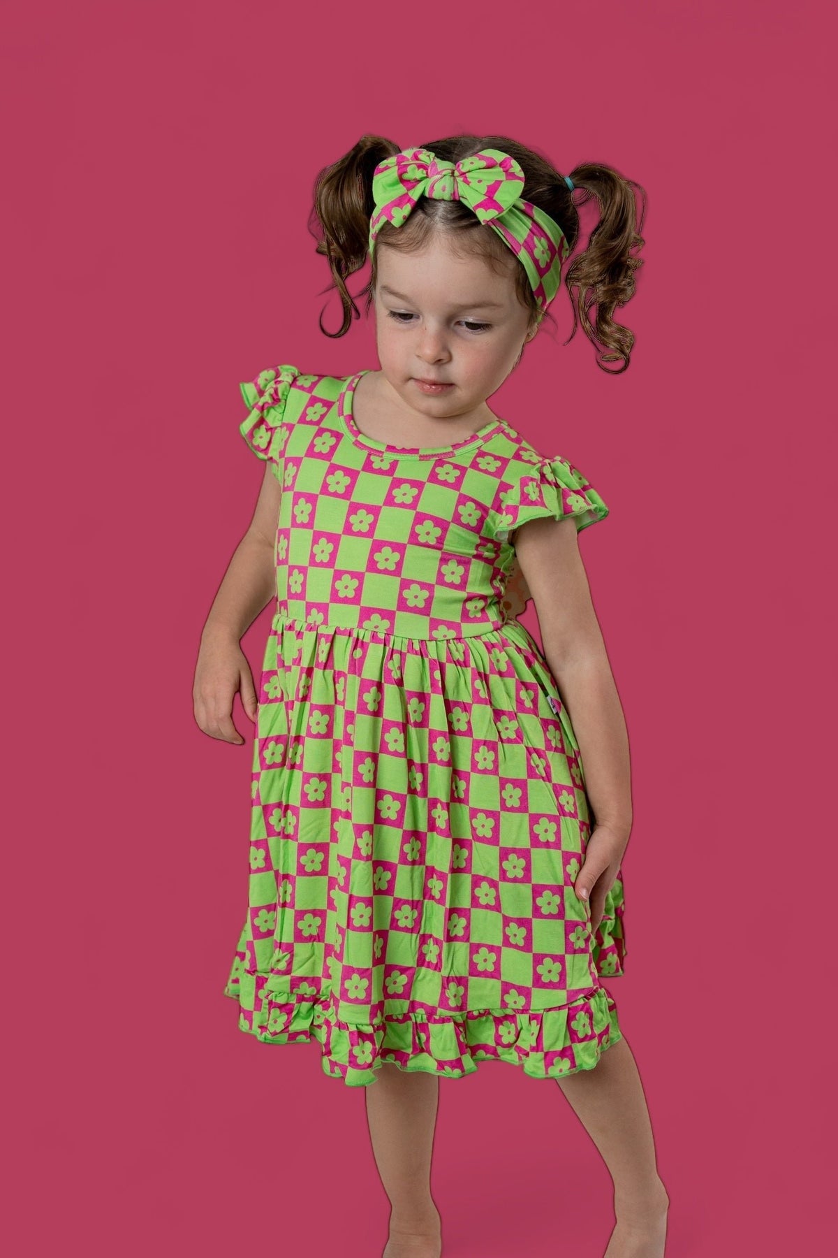 DREAM BIG LITTLE CO WILD DAISY CHECKERS DREAM RUFFLE DRESSEveretts Place
