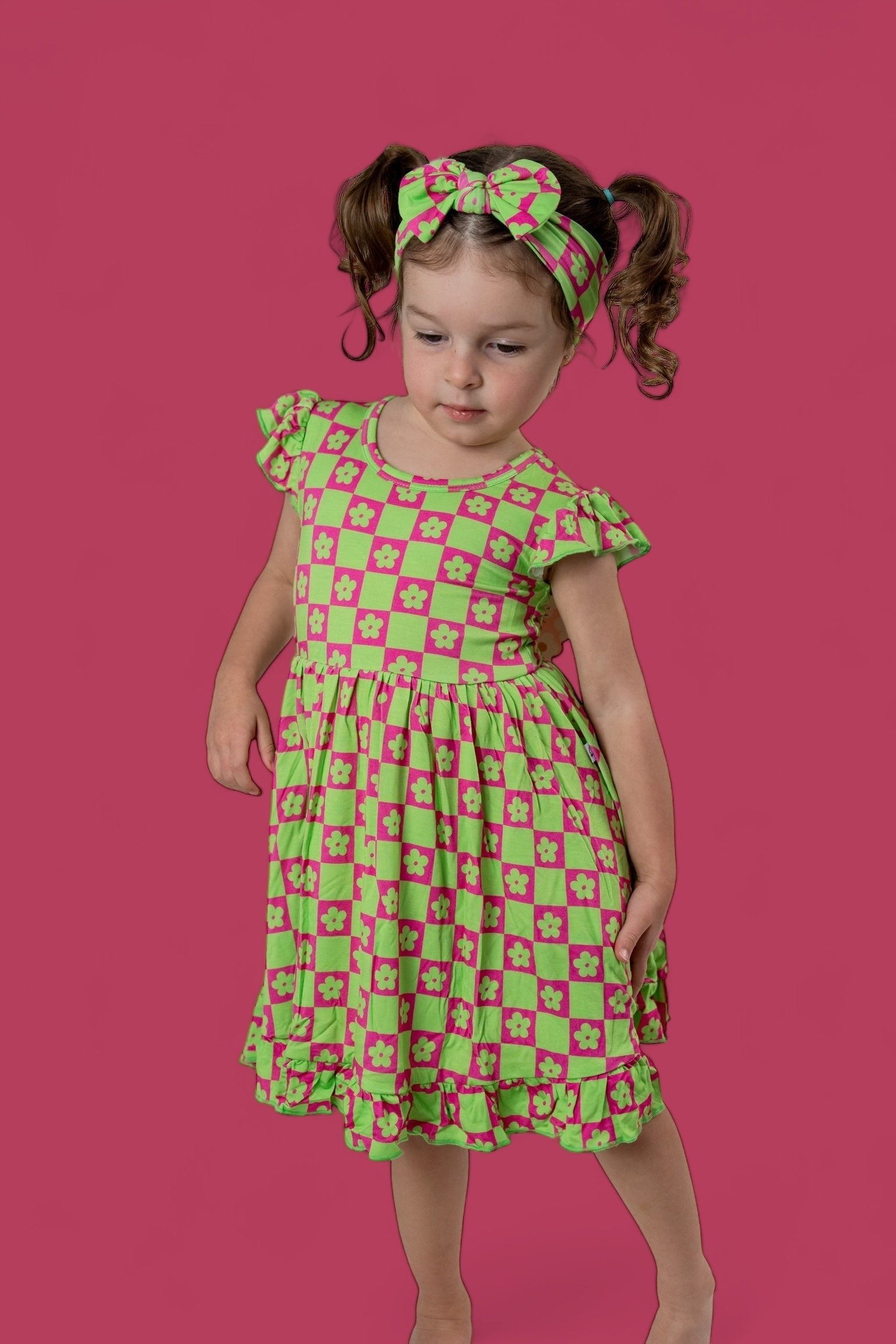 DREAM BIG LITTLE CO WILD DAISY CHECKERS DREAM RUFFLE DRESSEveretts Place