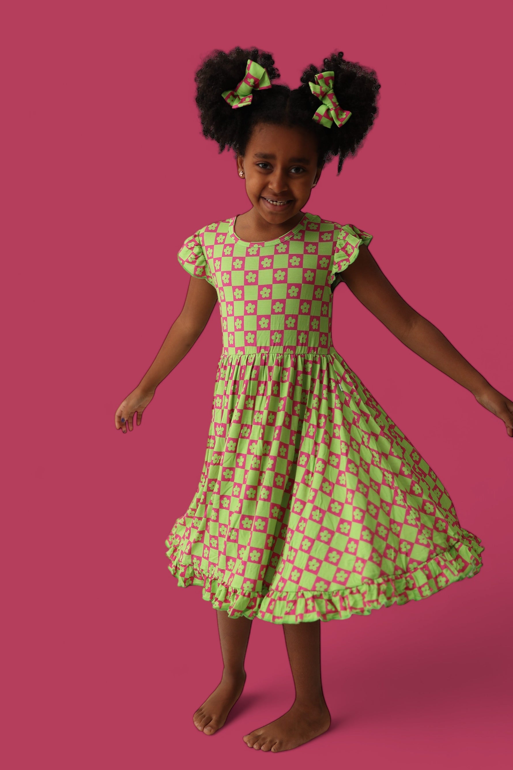 DREAM BIG LITTLE CO WILD DAISY CHECKERS DREAM RUFFLE DRESSEveretts Place
